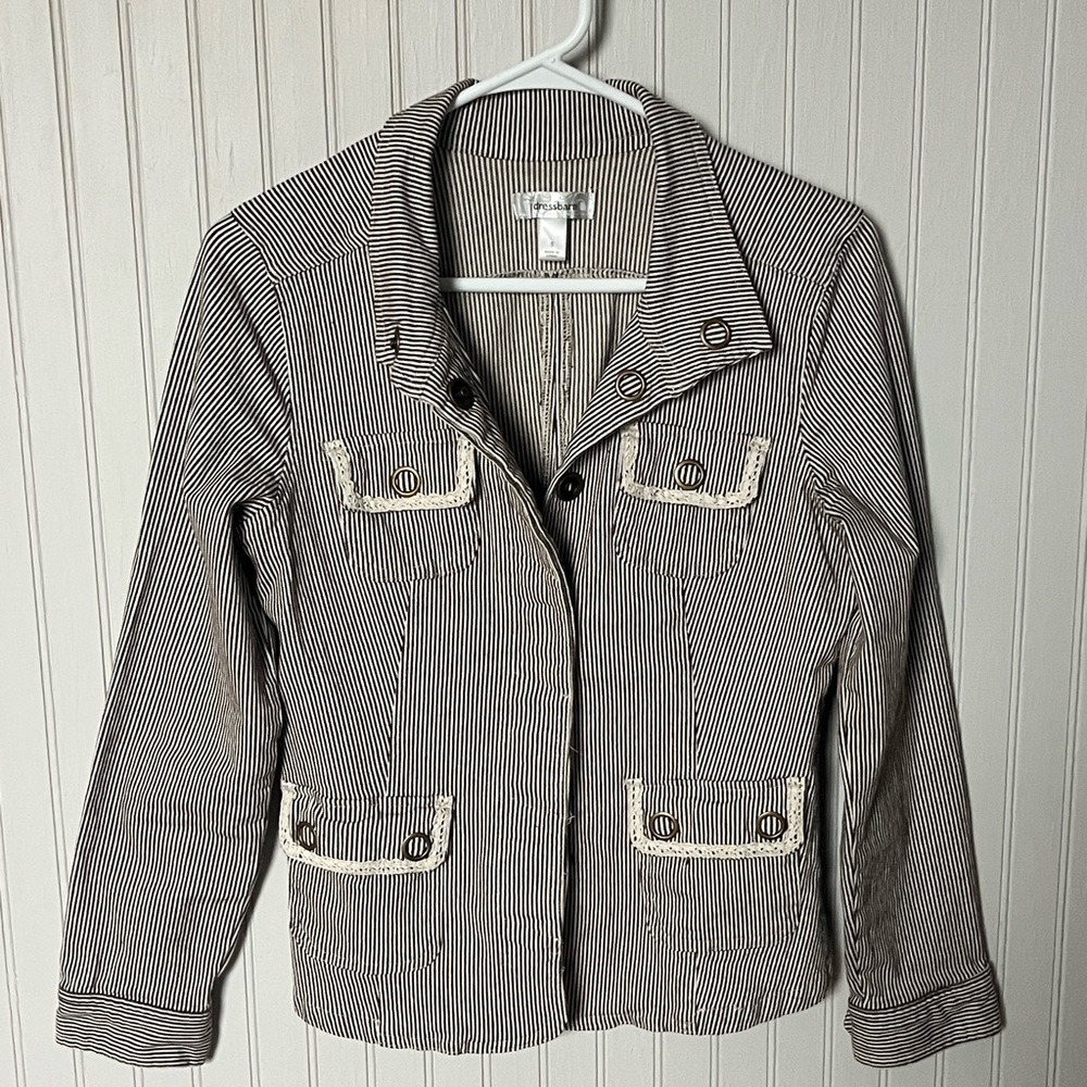 Striped Dark Brown and Cream Women's Jacket / Blazer